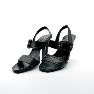 Vintage Prada Black Leather Heels 38.5 / 8.5